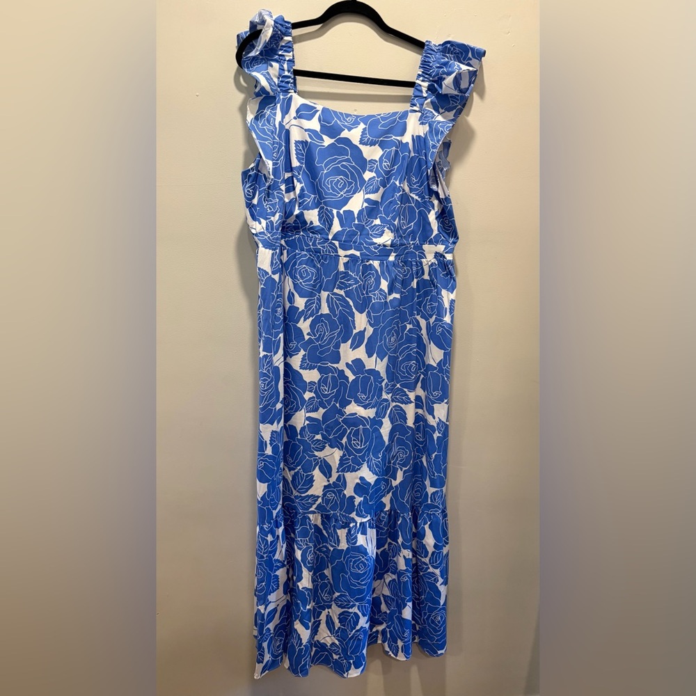 London Times Blue and White Dress